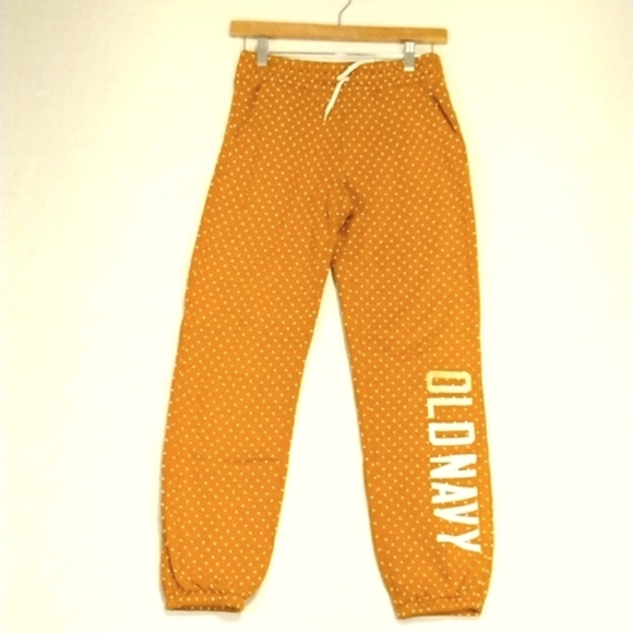 OLD NAVY Girls Sweatpants XL Large Logo Gold Dots Pockets Causal Lounge Pants - Picture 1 of 9